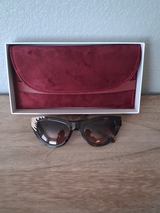Guess by Marciano Accessories - Guess by Marciano Burgundy Suede Case with Tortoiseshell Cat-Eye Sunglasses